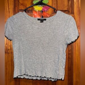 Forever 21 Heather Gray Ruffle Trim Tee